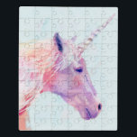 Mystic Unicorn Jigsaw Puzzle<br><div class="desc">Mystic Unicorn I by Victoria Borges. Features a pink and purple unicorn with paintbrush-like strokes.</div>