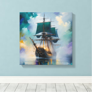 Mystic Voyage: Abstract Ship Canvas Print