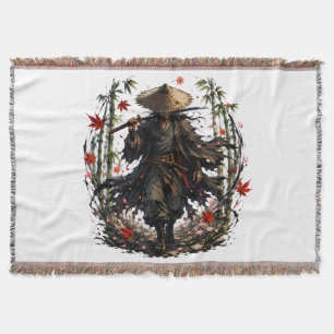 Mystic Wandering Ronin Mug Samurai Warrior in Ba Throw Blanket