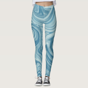 Mystic water painting blue color design leggings