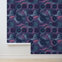 Mystic Waves: Enchanting Twilight Floral Pattern