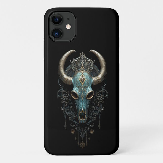 Mystic Western Majesty: Bull Skull Phone Case (Back)