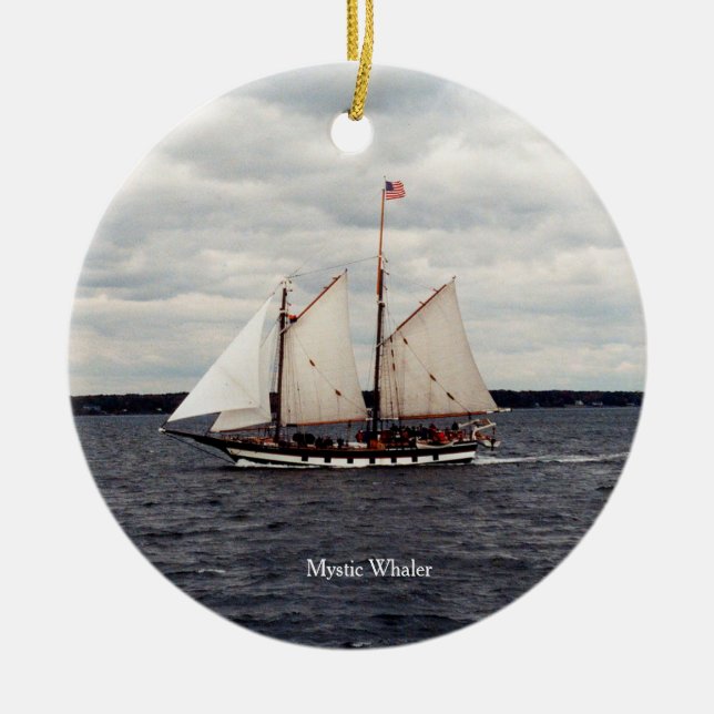 Mystic Whaler ceramic ornament (Front)