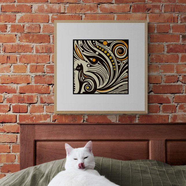 Mystic Whiskers: Retro Cat Art Poster (Creator Uploaded)