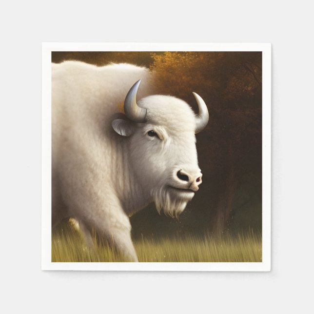 Mystic White Buffalo Digital Art  Napkin (Front)