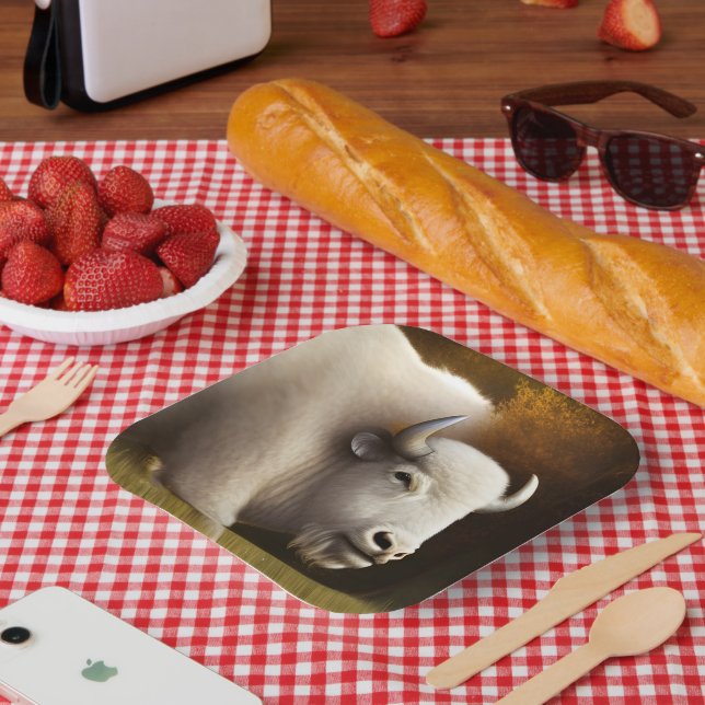 Mystic White Buffalo Digital Art    Paper Plate (Picnic)