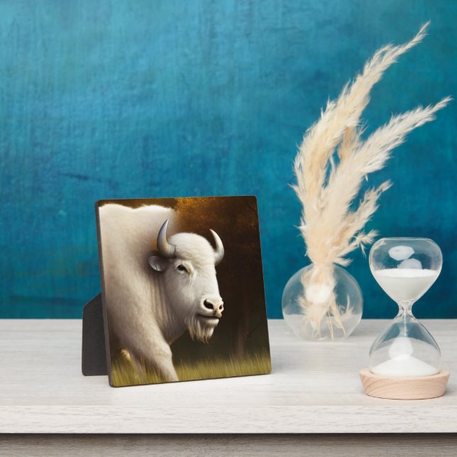 Mystic White Buffalo  Digital Art Tabletop Plaque (Insitu)