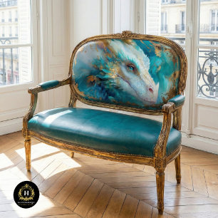 Mystic White Teal Dragon Decoupage  Tissue Paper