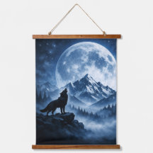 Mystic Wilderness Wolf Under Moon