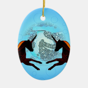 Mystic Winged Horse Unicorn Flying Pegasus 2 Ceramic Tree Decoration