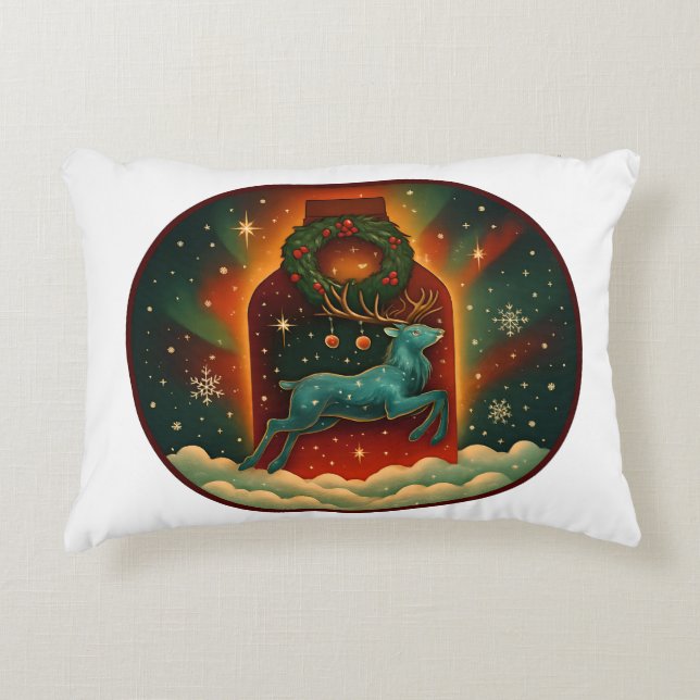 Mystic Winter Stag Decorative Cushion (Front)