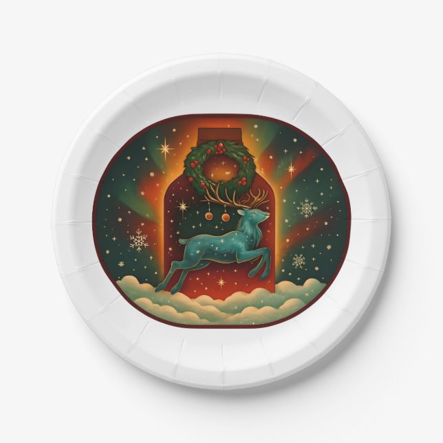 Mystic Winter Stag Paper Plate (Front)