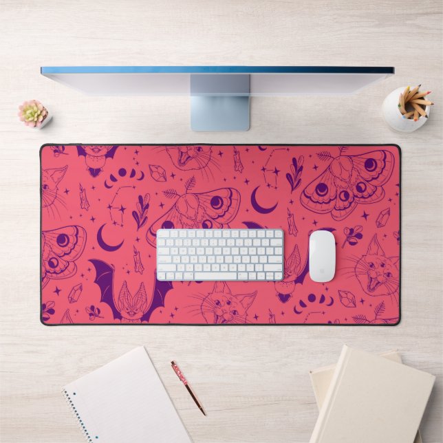 Mystic Witch Cat & Moth Desk Mat (Office 1)