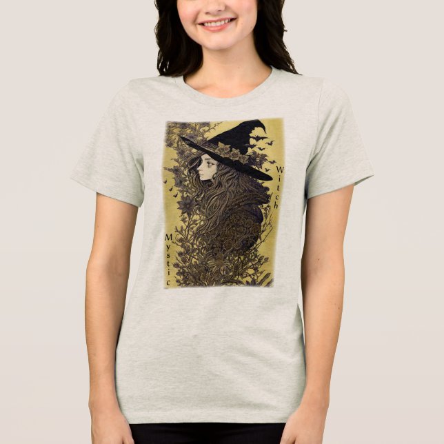 Mystic Witch Halloween Witch Tri-Blend Shirt (Front)