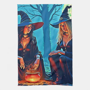 Mystic Witches Cauldron Spellbound Tea Towel