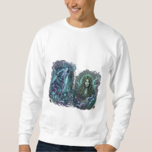 Mystic Wolf & Forest Goddess Art Sweatshirt
