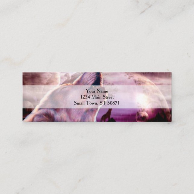 Mystic Wolf Howling at The Moon Mini Business Card (Front)