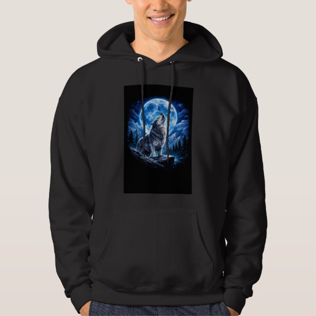 Mystic Wolf Howling Hoodie (Front)