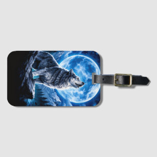 Mystic Wolf Howling Luggage Tag