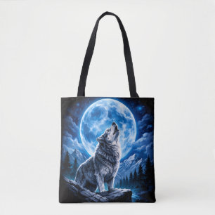 Mystic Wolf Howling Tote Bag