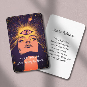 Mystic Woman Eye Dark Blue -Gold Business Card