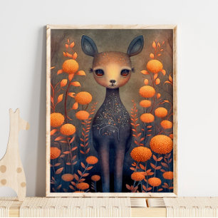 Mystic Woodland Fawn Deer   Deer Wall Print