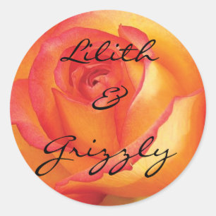 Mystic Yellow Rose Personalised Wedding Classic Round Sticker