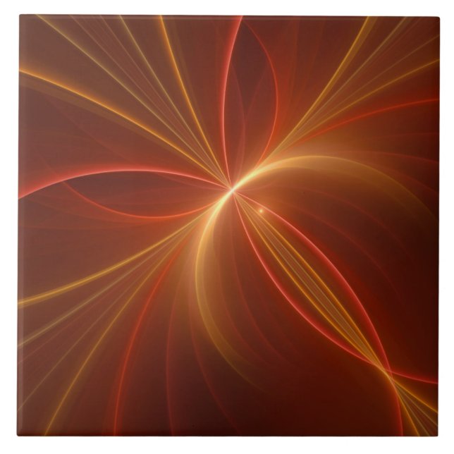 Mystical Abstract Fractal Art Modern Warm Colors Tile (Front)