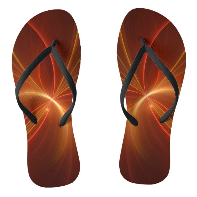 Mystical Abstract Fractal Art Modern Warm Colours Flip Flops (Footbed)