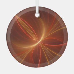 Mystical Abstract Fractal Art Modern Warm Colours Glass Tree Decoration