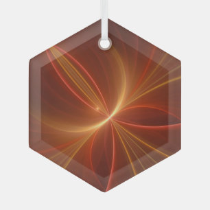 Mystical Abstract Fractal Art Modern Warm Colours Glass Tree Decoration
