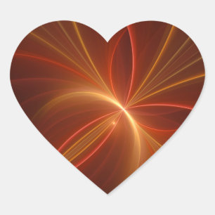 Mystical Abstract Fractal Art Modern Warm Colours Heart Sticker