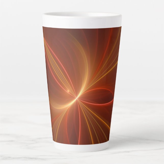 Mystical Abstract Fractal Art Modern Warm Colours Latte Mug (Front)