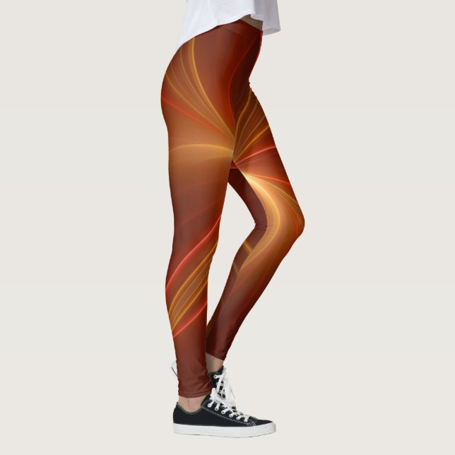 Mystical Abstract Fractal Art Modern Warm Colours Leggings (Right)