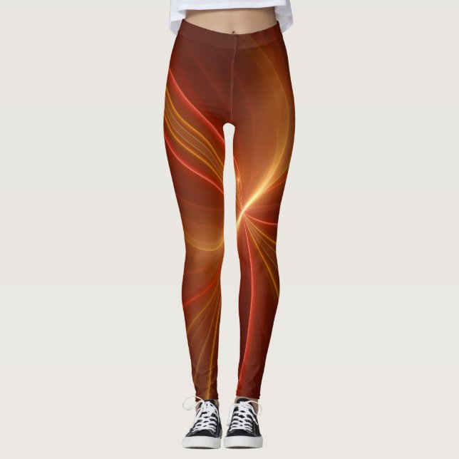 Mystical Abstract Fractal Art Modern Warm Colours Leggings (Front)