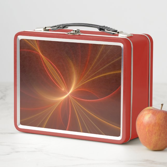 Mystical Abstract Fractal Art Modern Warm Colours Metal Lunch Box (In Situ)