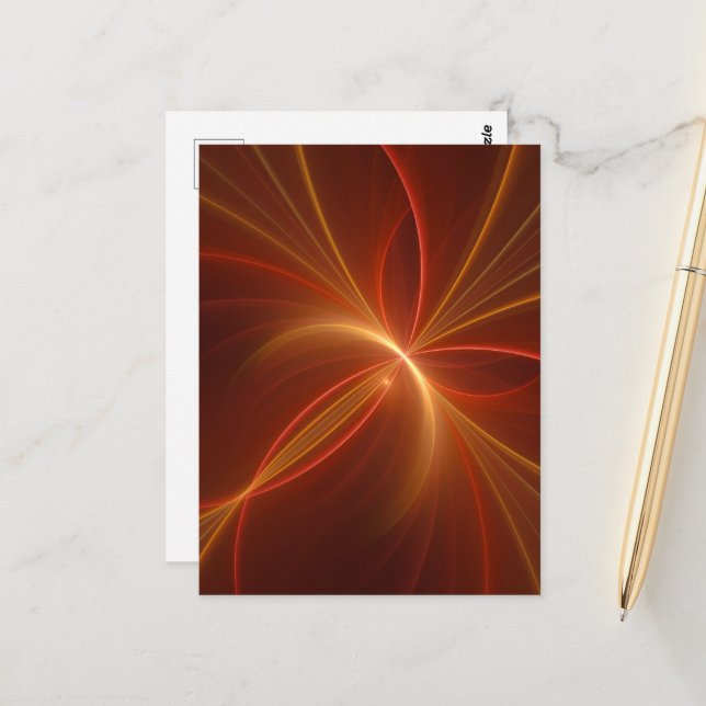 Mystical Abstract Fractal Art Modern Warm Colours Postcard (Front/Back In Situ)