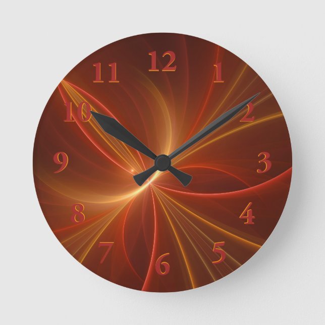 Mystical Abstract Fractal Art Modern Warm Colours Round Clock (Front)