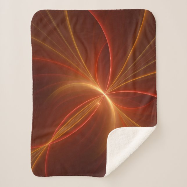 Mystical Abstract Fractal Art Modern Warm Colours Sherpa Blanket (Front)