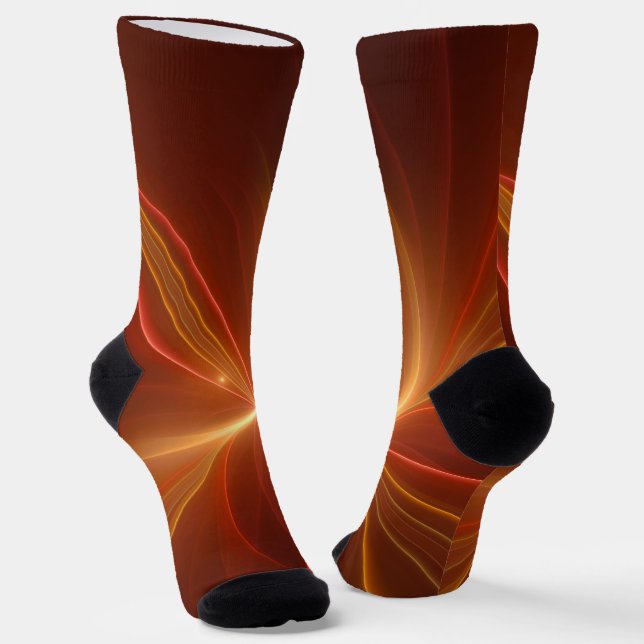 Mystical Abstract Fractal Art Modern Warm Colours Socks (Angled)