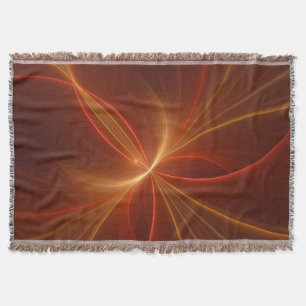 Mystical Abstract Fractal Art Modern Warm Colours Throw Blanket