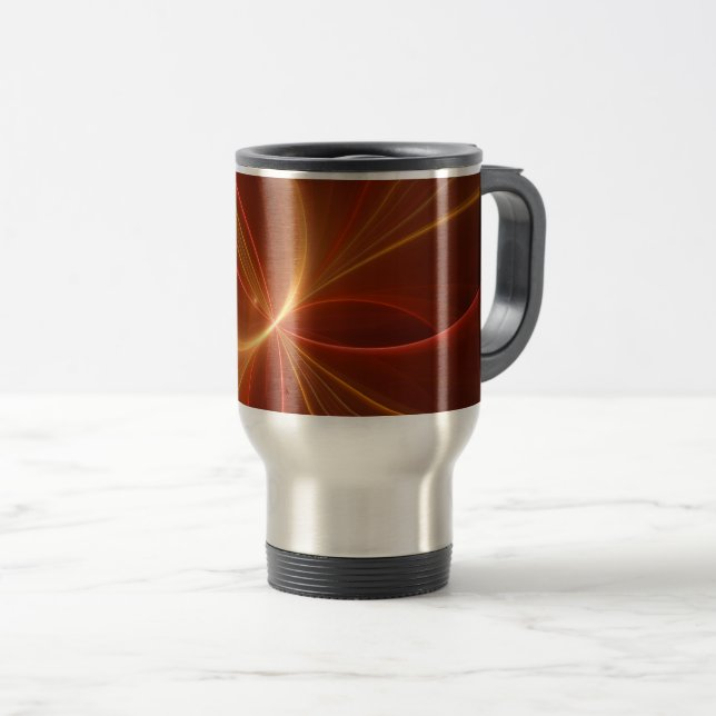 Mystical Abstract Fractal Art Modern Warm Colours Travel Mug (Front Right)