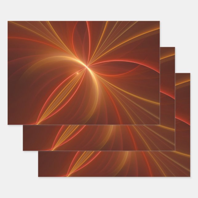 Mystical Abstract Fractal Art Modern Warm Colours Wrapping Paper Sheet (Set)