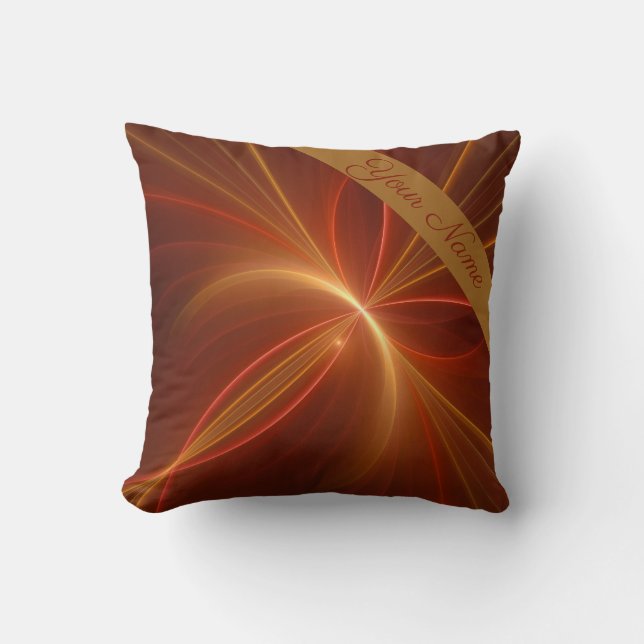 Mystical Abstract Fractal Modern Warm Colours Name Cushion (Front)