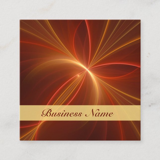 Mystical Abstract Fractal Modern Warm Colours Name Square Business Card (Front)