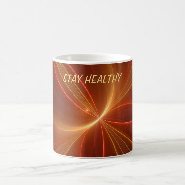 Mystical Abstract Fractal Modern Warm Colours Text Coffee Mug (Center)