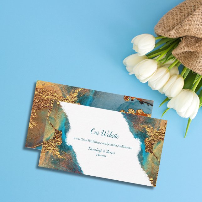 Mystical Abstract Teal Coral Gold Website Enclosure Card (Creator Uploaded)