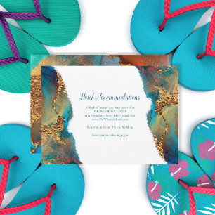 Mystical Abstract Teal Gold Hotel Accommodations Enclosure Card