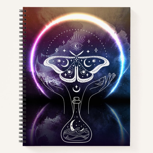 Mystical Alchemical Moon Moth Notebook (Front)