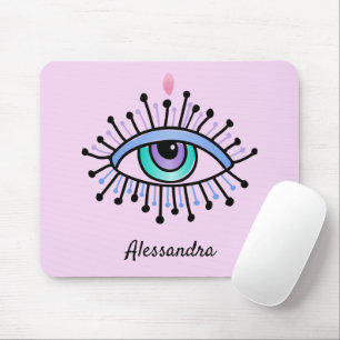 Mystical All-Seeing Eye Light Pink Mouse Mat